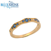 14kt Yellow Gold Ring with Sapphires & Diamonds- Size 7.75